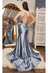 Cinderella Divine CH236 Long Satin Fitted Prom Formal Dress