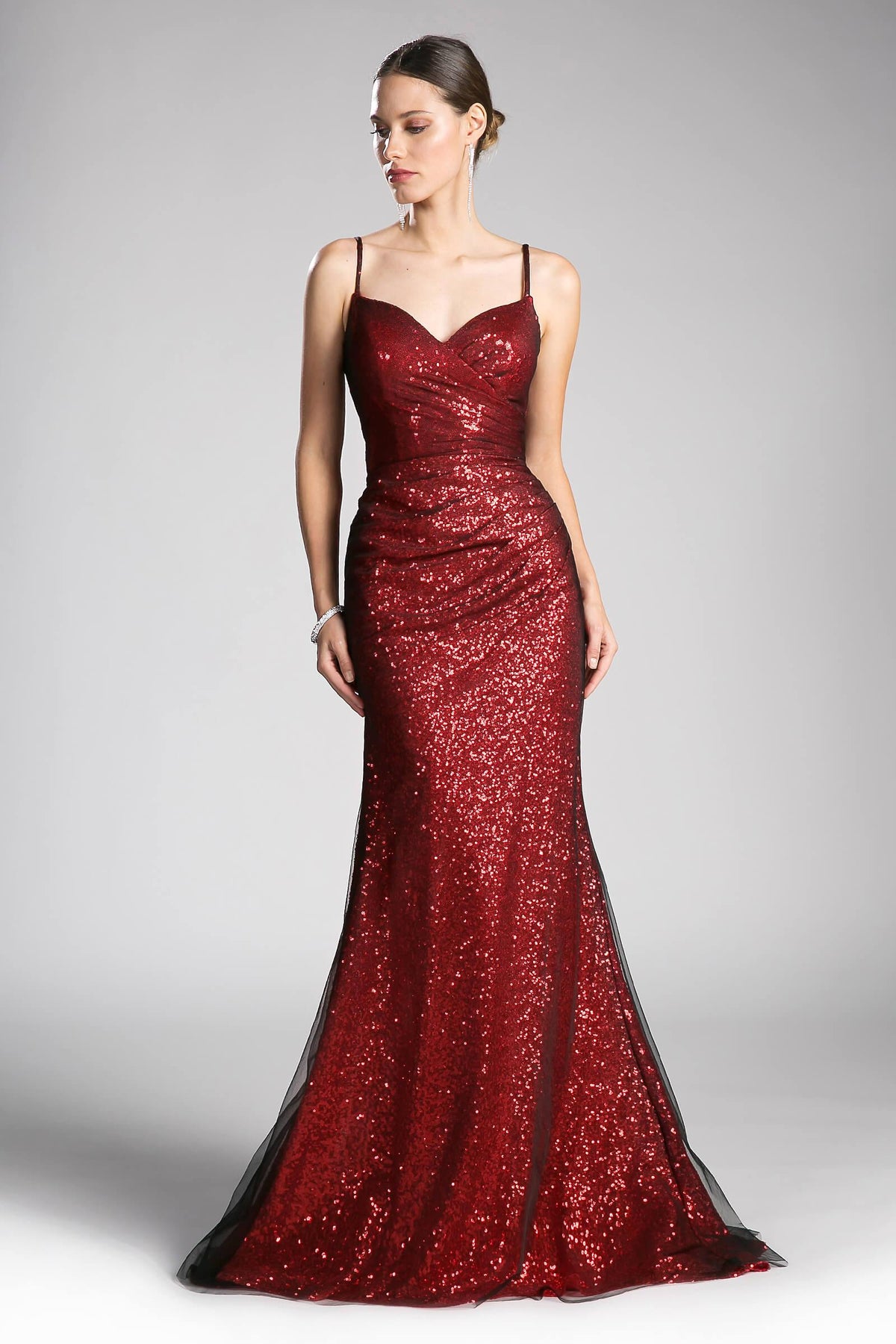 Cinderella Divine CH570 Long Plus Size Sequins Evening Prom Dress