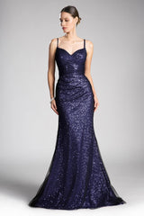Cinderella Divine CH570 Long Plus Size Sequins Evening Prom Dress
