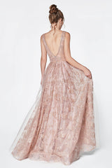 Cinderella Divine CJ271 Long V Neck Prom Dress Formal Ball Gown
