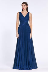 Cinderella Divine CJ530 Long Formal Sleeveless Metallic Prom Dress