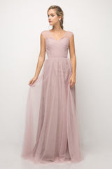 Cinderella Divine ET320 Long V Neck Prom Dress Bridesmaid Gown