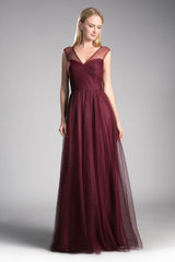 Cinderella Divine ET320 Long V Neck Prom Dress Bridesmaid Gown
