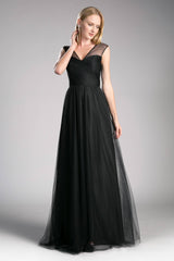 Cinderella Divine ET320 Long V Neck Prom Dress Bridesmaid Gown