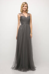 Cinderella Divine ET320 Long V Neck Prom Dress Bridesmaid Gown