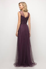 Cinderella Divine ET320 Long V Neck Prom Dress Bridesmaid Gown