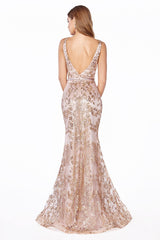 Cinderella Divine J785 Prom Long Formal Glitter Print Evening Dress