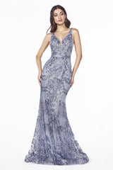 Cinderella Divine J785 Prom Long Formal Glitter Print Evening Dress