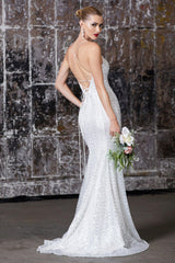 Cinderella Divine J787 Long Prom Formal Fitted Sequin Evening Dress