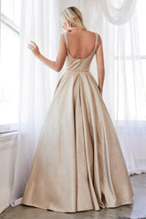 Cinderella Divine J794 Long Sleeveless Prom Glitter Metallic Ball Gown