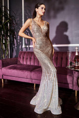 Cinderella Divine J9273 Prom Fitted Sleeveless Evening Formal Mermaid Dress