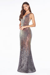 Cinderella Divine J9273 Prom Fitted Sleeveless Evening Formal Mermaid Dress
