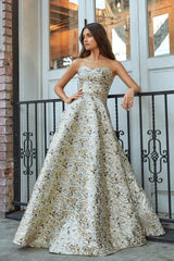 Cinderella Divine KC19064 Long Metallic Prom Dress Formal Evening Gown