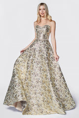 Cinderella Divine KC19064 Long Metallic Prom Dress Formal Evening Gown