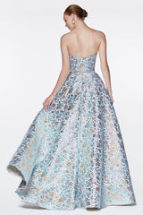 Cinderella Divine KC19064 Long Metallic Prom Dress Formal Evening Gown