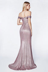 Cinderella Divine KC872 Prom Long Metallic Dress
