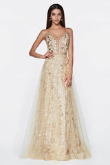 Cinderella Divine KC888 Long A Line Glitter Gown Prom Dress