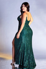 Cinderella Divine S345C Sexy Plus Size Long Formal Prom Dress