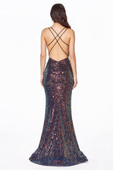 Cinderella Divine S369 Long Formal Sleeveless Fitted Evening Prom Dress