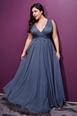 Cinderella Divine S7201 Long Sleeveless Plus Size Prom Dress