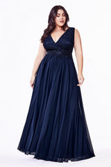 Cinderella Divine S7201 Long Sleeveless Plus Size Prom Dress