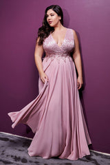 Cinderella Divine S7201 Long Sleeveless Plus Size Prom Dress