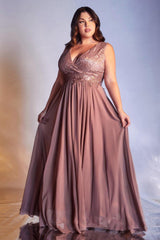 Cinderella Divine S7201 Long Sleeveless Plus Size Prom Dress