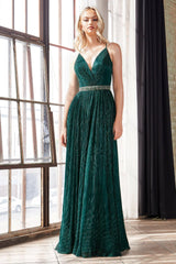 Cinderella Divine UV006 Long Formal Sleeveless Metallic Evening Dress