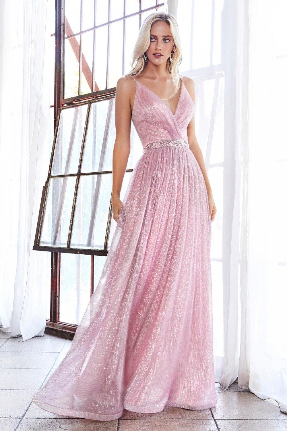 Cinderella Divine UV006 Long Formal Sleeveless Metallic Evening Dress