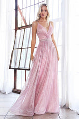 Cinderella Divine UV006 Long Formal Sleeveless Metallic Evening Dress