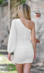 Clara Short Homecoming Dress with One Sleeve