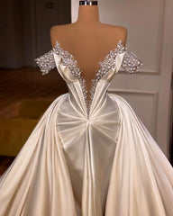 Classic V-hals off-the-shoulder prom-jurken met kralen