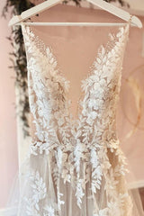 Classy Long A-Line Tule Appliques Lace Wedding Jurk