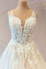 Stijlvolle lange prinses sweetheart tule appliques kanten trouwjurken
