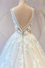 Stijlvolle lange prinses sweetheart tule appliques kanten trouwjurken