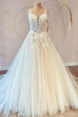 Stijlvolle lange prinses sweetheart tule appliques kanten trouwjurken