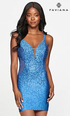 Faviana Short Beaded Backless Homecoming Dress