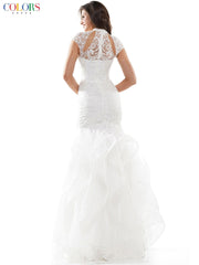 Colors G842 Colors Long Cap Sleeve Formal Mermaid Prom Gown