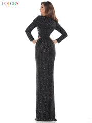 Colors G1042SL Colors Long Sleeve Formal Prom Dress