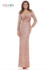 Colors G1042SL Colors Long Sleeve Formal Prom Dress
