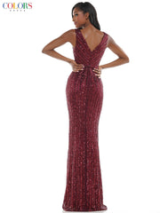 Colors G1042 Colors Long Sleeveless Formal Fitted Prom Gown