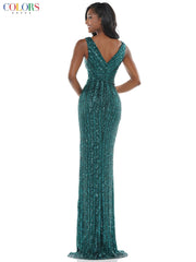 Colors G1042 Colors Long Sleeveless Formal Fitted Prom Gown
