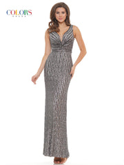 Colors G1042 Colors Long Sleeveless Formal Fitted Prom Gown