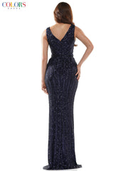 Colors G1042 Colors Long Sleeveless Formal Fitted Prom Gown