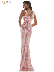 Colors G1042 Colors Long Sleeveless Formal Fitted Prom Gown