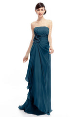 Sheath Sweep Train Chiffon Bridesmaid Dresses COLT1400B
