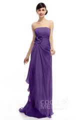 Sheath Sweep Train Chiffon Bridesmaid Dresses COLT1400B