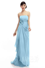 Sheath Sweep Train Chiffon Bridesmaid Dresses COLT1400B