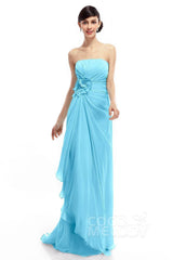 Sheath Sweep Train Chiffon Bridesmaid Dresses COLT1400B
