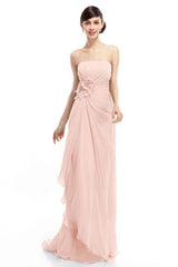 Sheath Sweep Train Chiffon Bridesmaid Dresses COLT1400B